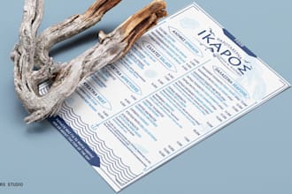 professionally design your restaurant menu
