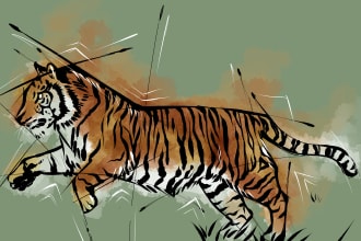 draw animals in sketchy lineart with watercolour