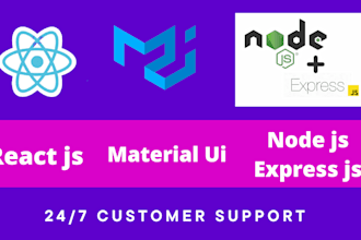 be your web developer using react js material UI and node js