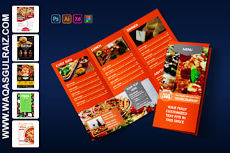 design a restaurant menu brochure and food menu flyer