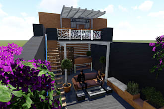 3d landscape backyard , outdoor environment design