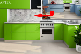 image editing, object removal, kitchen images recolor premium quality