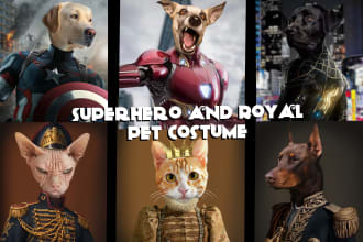 create custom royal pet portrait or superhero pet for you