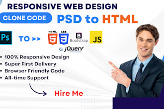 convert PSD to HTML responsive website design
