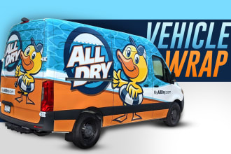 do awesome car wrap design and a vehicle wrap for any van, truck wrap