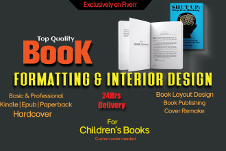 do book formatting, for ebook, or paperback, or hardcover,