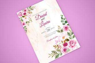 design watercolor wedding invitation card, greeting card or birthday invitation