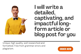write a detailed, captivating, and impactful long article or blog post for you