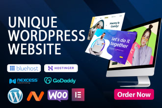 design wordpress website on bluehost, hostinger, hostgator, godaddy and nexcess