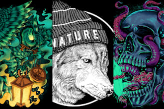 draw detailed tee shirt graphic illustration
