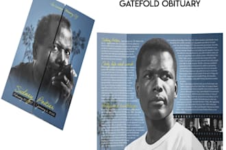 design a professional gatefold obituary