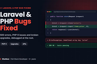 fix laravel and php bugs, errors, and backend issues