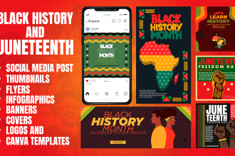 make flyers, banners, covers, and thumbnails, for black history and juneteenth