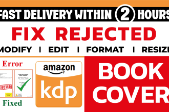 format, fix error, modify, resize, redesign book and ebook cover, KDP manuscript