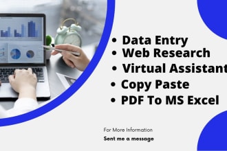 do excel data entry typing work,web research and copy paste