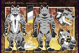 design a detailed furry reference sheet for your fursona