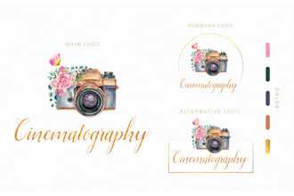 design luxury watercolor feminine logo with branding kit