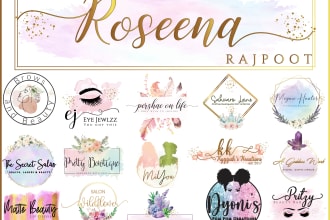 design watercolor elegant feminine hand drawn boho custom logo