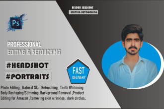 professional headshot retouch, portrait, skin and images editing