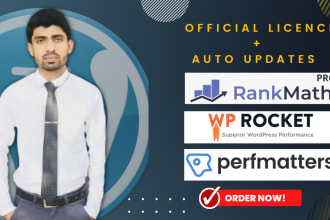 install wp rocket generatepress pro perfmatters rank math pro elementor pro