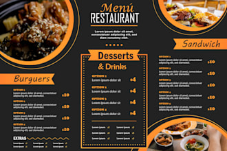 design food menu for restaurant and cafe