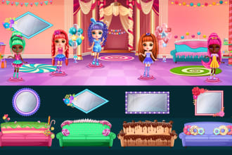 create 2d vector game art, props and environments
