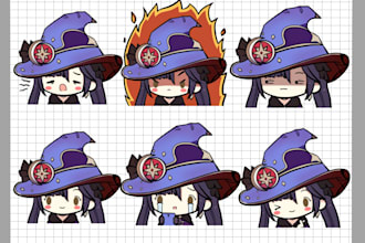 draw cute chibi emoticon sticker