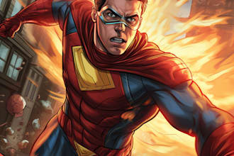 draw superhero action comic for you need
