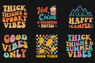 do groovy retro wavy typography svg cut files tshirt design