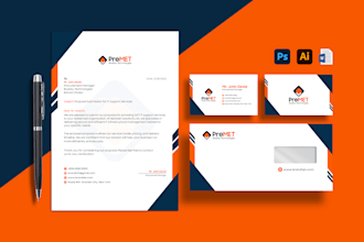 design an awesome business card, letterhead, invoice, envelope, leaflet