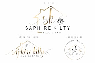 do real estate realtor business signature property logo with branding kit