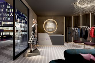 do 3d interior design for shop