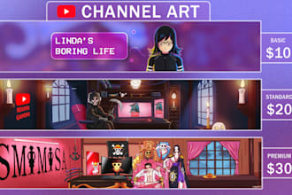 make a cartoon style youtube banner and anime style banner