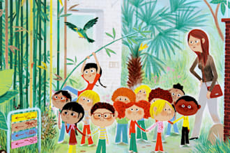 create children story book illustration and kids book cover