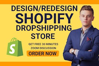 design profitable shopify dropshipping store or shopify website