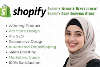 build a fully automated shopify dropshipping store or shopify website