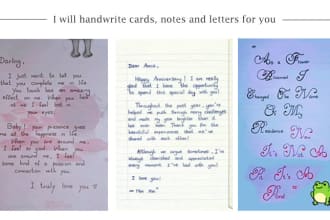 create handwritten card, note, letter in beautiful hand writting