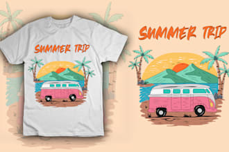 create custom illustrations for vintage retro t shirt design