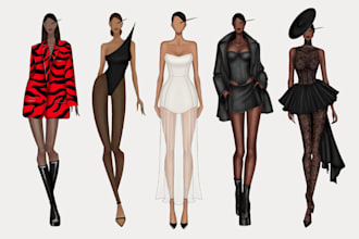 draw fashion collection , illustration or sketch