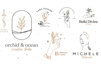 design botanical boho feminine hand drawn logo