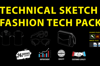 do technical sketch design, tech pack design for you