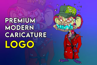 create a custom modern caricature logo design for you