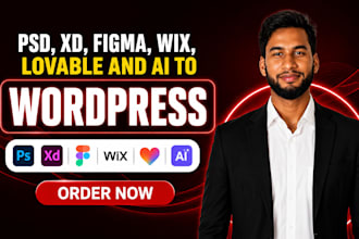 convert PSD, xd, figma, wix, lovable and ai to wordpress by elementor pro