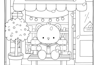 draw cute kawaii and adorable coloring page for children
