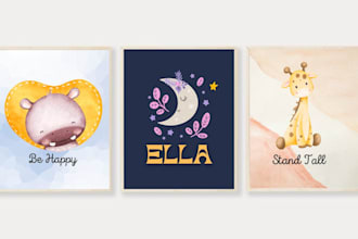 design cute wall art for children room nursery for etsy