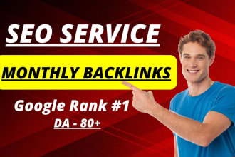 provide monthly SEO service and backlinks for google rankings