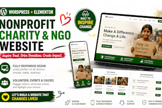 make a nonprofit, charity, donation, ngo website in wordpress, elementor