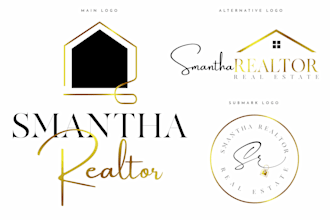 do real estate realtor signature logo with branding kit