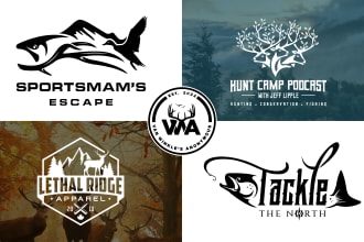 create fishing outdoor camping mountain and hunting logo