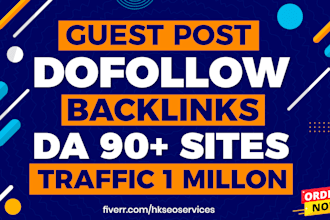 publish da 90 guest post with dofollow link white hat SEO